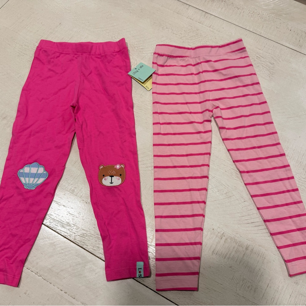 Pink Striped and Solid Leggings for Kids